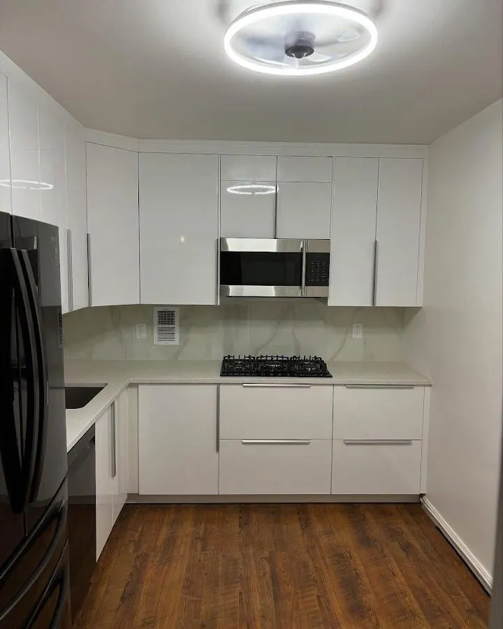 Renovated kitchen with quartz countertops in Clayton